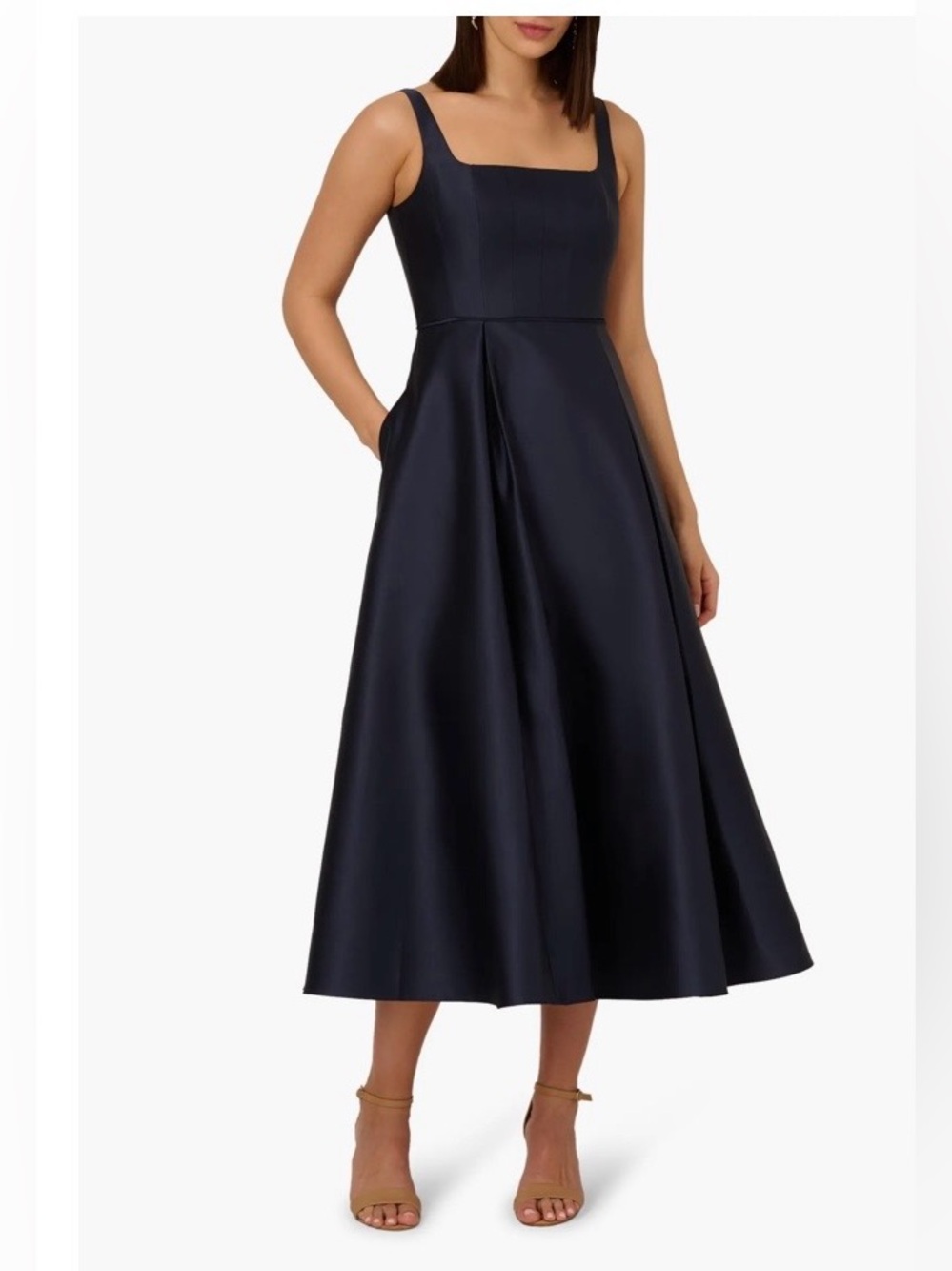NWT - Adrianna Papell Midnight Mikado A-Line Midi Dress Size 12